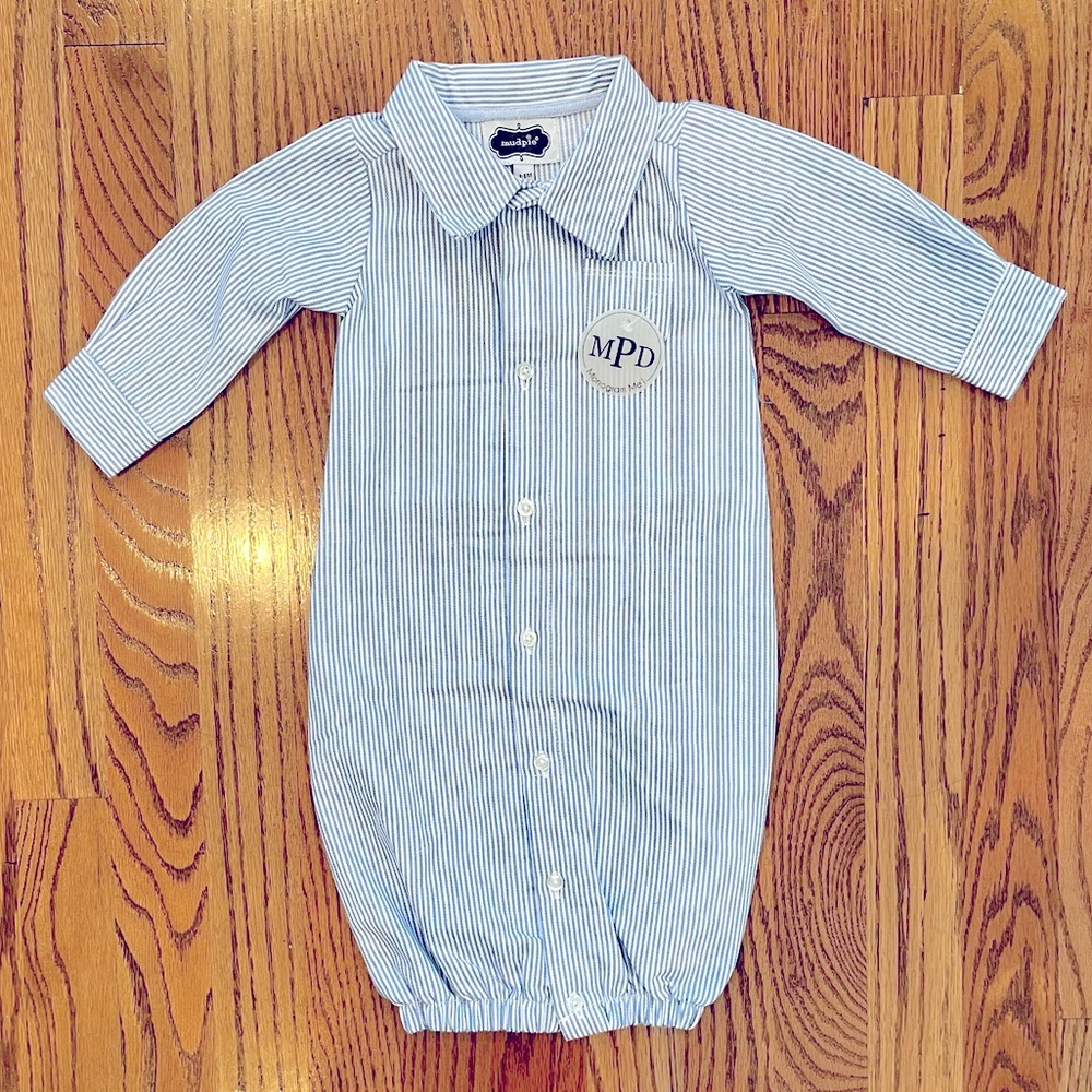 Blue & White Striped Oxford Convertible Gown